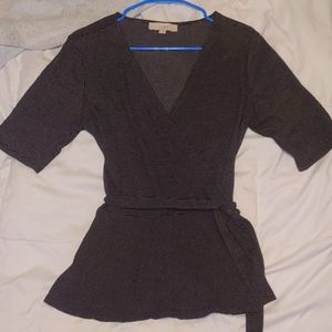 Quarter sleeve wrap blouse